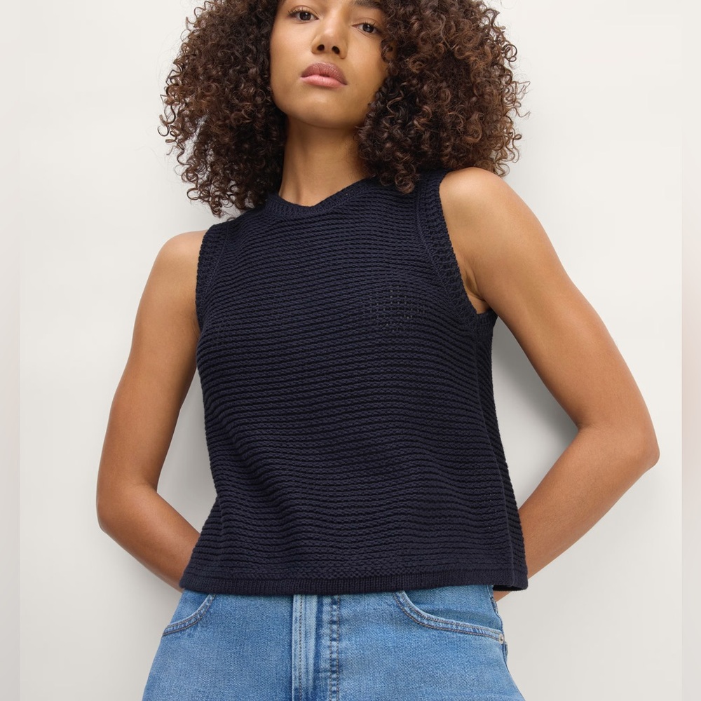 EVERLANE EUC The Organic Cotton Open-Stitch Tank